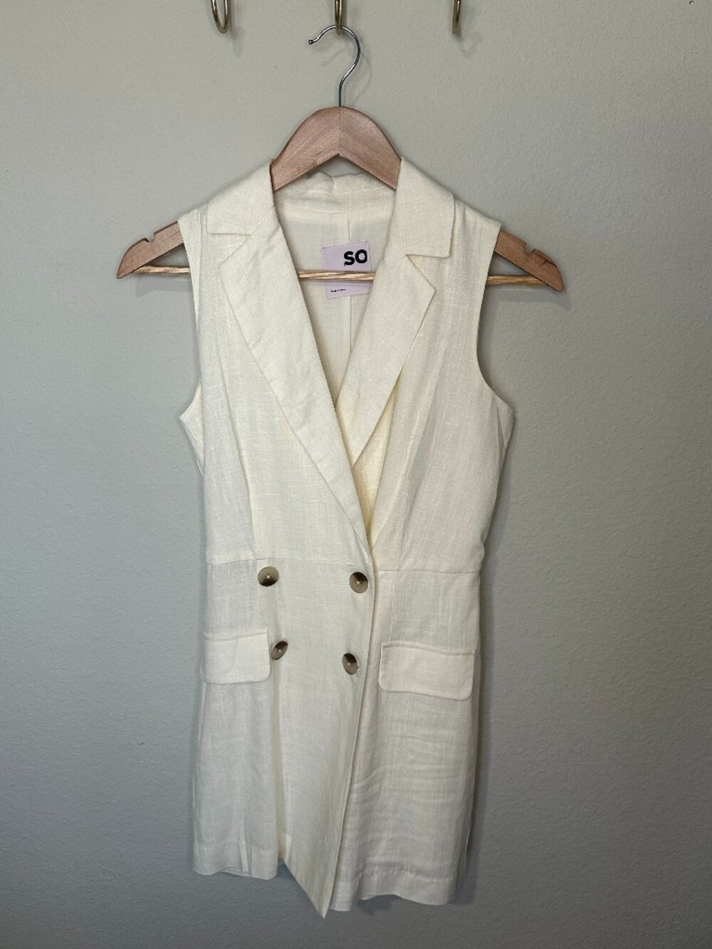 SO Cream Double Breasted Sleeveless Blazer Vest Romper XS Tailored Chic